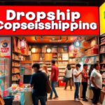 Colorful dropshipping storefront with customers and products.