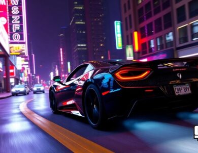 Player driving a luxury car in vibrant GTA 5 Online.