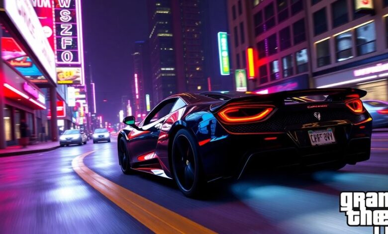 Player driving a luxury car in vibrant GTA 5 Online.