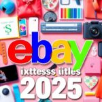 Colorful collage of trending eBay products for 2025.