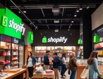 A modern Shopify store in Bradford filled with customers.