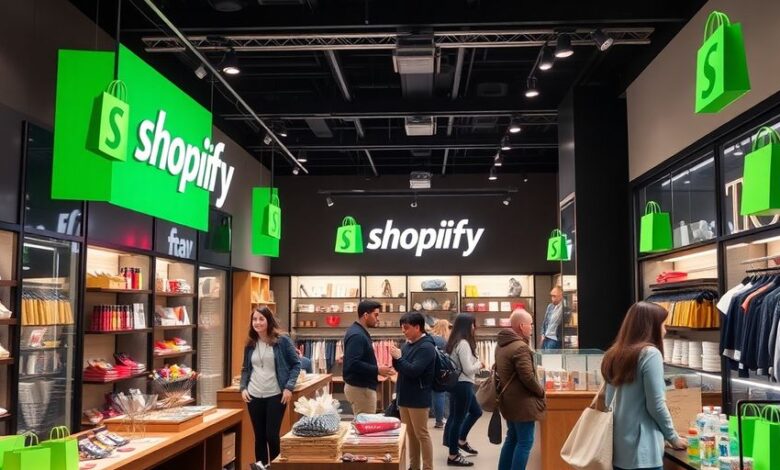 A modern Shopify store in Bradford filled with customers.