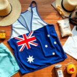 Colorful Australian products arranged on a wooden table.